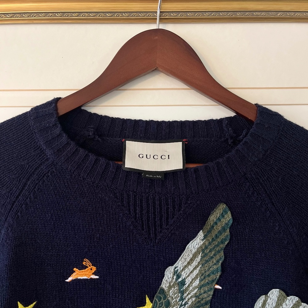 Gucci crewneck embroidered wool knit